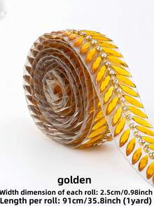 1条小麦色树脂水晶水钻热熔胶装饰链带，适用于DIY婚纱、服装、包包、帽子、家居工艺品配件 - 彩色 - 查看 13