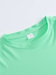 男士轻薄薄荷绿套装（2件套），宽松圆领T恤+工装短裤，休闲运动风，适合海滩、度假和旅行。 - 綠色 - 查看 5