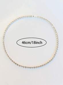 1pc Women's Rhinestone Embellished Necklace, Formal Occasion Necklace - Silver - View 3