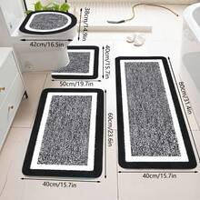 4 Piece Bathroom Rugs Sets With Toilet Lid Cover, U Shaped Toilet Mat And Absorbent Microfiber Plush Mats, Non-Slip Backing, Machine Washable Bathroom Decor Set For Bathroom, Bedroom, Living Room - Black - View 2