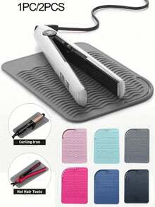 1/2 件装便携式硅胶隔热垫，直发器/卷发棒隔热垫，防滑隔热垫，旅行造型工具，美发工具旅行收纳盒 - 隔热垫，直发器垫和卷发器保护垫