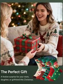 5/1Pair Cute Funny Santa ClausSocks For Women & Girls, Comfortable Crew Socks For Daily Wear, Great Christmas Gifts Ideas Gigt For Women Daily Use - Multicolor - View 6