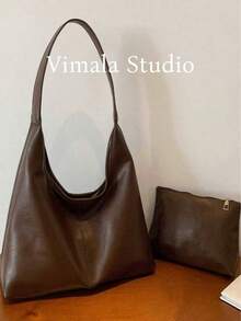 Korean Minimalist Casual Pu Tote Bag Combination Bag, Autumn And Winter Retro All-In- Shoulder Tote Bag, With Change Bag Mother Bag, Large Capacity Commute Shopping Bag, School Supplies, School Bag, School Handbag, School Tote Bag, School Bookbag, Back To School Bags, Waterproof, Lightweight, Portable, Business Casual, Suitable For Women College Students, Teacher, Perfect For Back To School, First Day Of School, Work , Business, Commute, Holiday