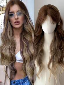 26英寸黑色卷发假发，女士长款波浪假发，角色扮演假发，日常佩戴合成假发（不含配饰） - 黑色 - 查看 12