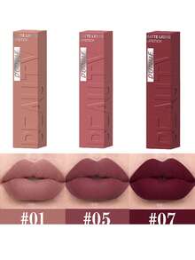 裸棕色哑光液体唇膏，丝绒性感深红色唇彩，不粘腻，持久唇妆 - 彩色 - 查看 30