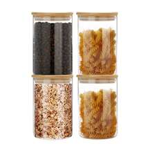 2/4/6pcs Kitchen Food Glass Storage Jars, Candy Jars, Airtight Glass Jars, Coffee Bean Containers, Glass Spice Jars With Bamboo Lids, Kitchen Organizers, Suitable For Kitchen Spices, Coffee, Grains, Candy, Cookies, Pasta, Home Kitchen Tabletop Decor, Stackable, Suitable For Holiday And Wedding Gifts - Clear - View 8