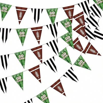 EstiloTiamon 5 Banderas Triangulares De FúTbol Para DecoracióN Del DíA Del Juego, Banderines TemáTicos De FúTbol, Suministros Para Fiestas De Clubes Deportivos, CelebracióNVersióN Mejorada