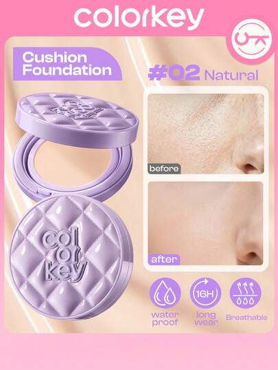 COLORKEY キャビア メイクアップ エアクッション クリーム、ファンデーション クリーム 色むらやニキビ跡をカバー 目立たない毛穴、取れにくい通気性のあるフェイスメイクアップコスメ、ブランド ビューティーメイクアップ フェイスペイントコスメ、女性や女の子に最適、春夏向け、Y2Kファッション、誕生日や母の日のギフトに、レイブパーティーにも最適、最高の色
