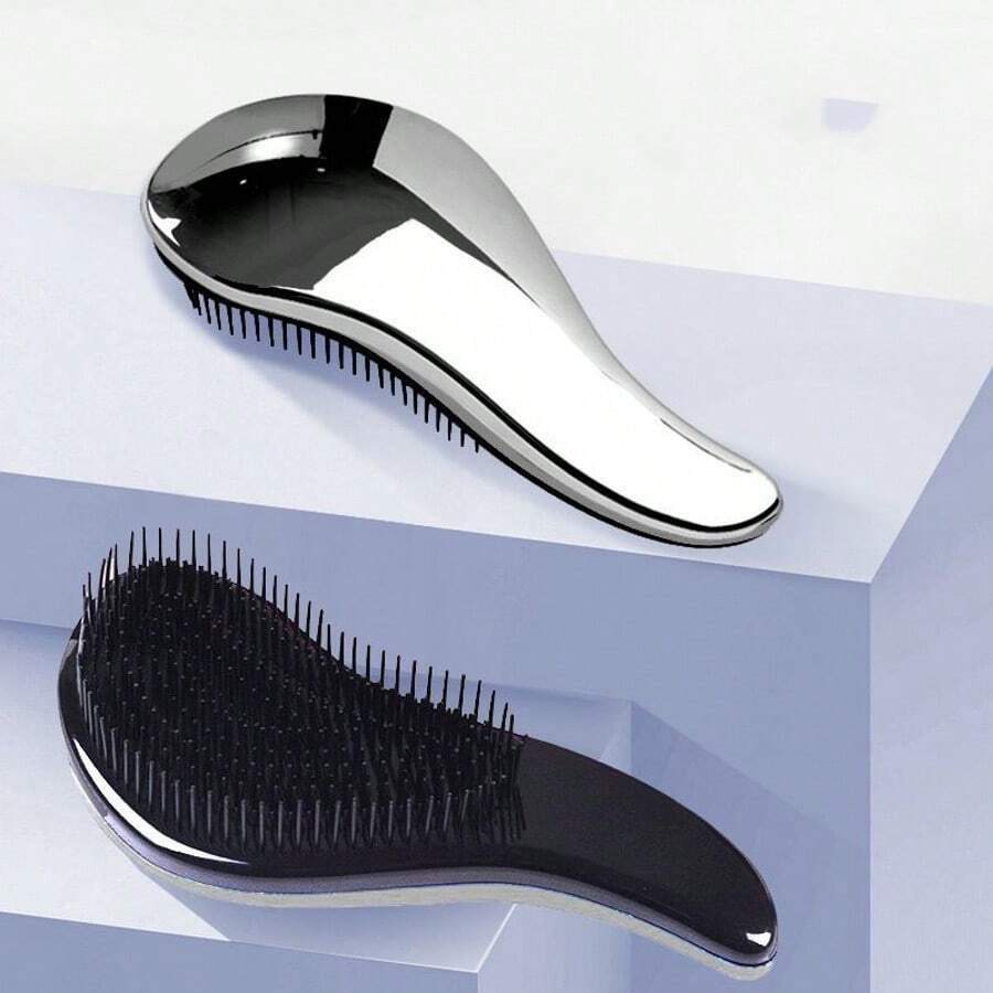 LYSW Electroplated Women's Long Hair TT Comb, Princess Comb, Anti- Soft Tooth Magic Air Cushion Comb, Hair Accessories - Silver - View 1