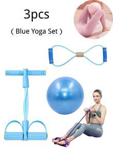 4 Pack Yoga Resistance Bands, Purple, Pink, Blue, Suitable For Home Workout - Stretchable Cords For Full Body Training, Abdominal Shaping, Rowing And Flexibility Exercises, Stackable Fitness Equipment, Suitable For Yoga And Toning, Figure 8, Yoga Ball, Pull-Up Assist, Thigh Trainer, Gym, Sweating, Pilates - Multicolor - View 10