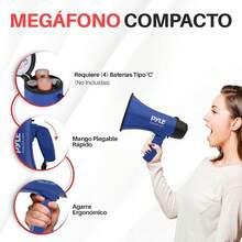 PYLE Megafono Rosa Portatil Sirena Integrada, Altavoz Compacto Funciona con Baterias. Plegable. para Animadoras, Futbol, Deportes, Policia - Azul - Ver 4