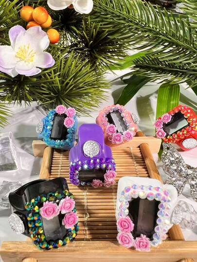 6种颜色可选闪亮水钻迷你戒指计数器，新款点阵式戒指计数器，可调节手指尺寸计数器，便携式指南针电子计数器，手动按钮计数，迷你手持计数器，户外运动计数器，生日小礼物，斋月礼物