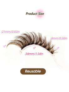 Rikuaild 5 Pairs Fluffy Brown False Eyelashes, Transparent Eyelash Stems, Invisible Eyelash Bands, Natural Criss-Cross Curly Cat Eye Lashes, Fox Eye Effect Faux Mink Lashes, Suitable For Daily Makeup, Christmas Gift - 眼尾拉長款 - 查看 6