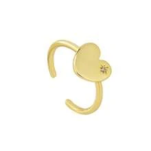 Charm-In 1 pieza Anillo ajustable de oro de 18 quilates chapado en latón con forma de corazón, geométrico y de cachorro con circonita cúbica, regalo para el Día de San Valentín, Día de la Madre - Dorado - Ver 11