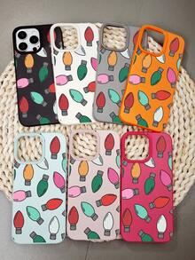 GALLAPLE Multi Color Retro Christmas Light Bulb Print Phone Cover, Fun Holiday String Accessory, Festive Season Protection Christmas Decor Phone Case Compatible With IPhone 17Promax/17Pro/17Air/17/16Promax/16Pro/16Plus/16/15Promax/15Pro/15Plus/15/14Promax/14Pro/14Plus/14/13Promax/13Pro/13/12Promax/12Pro/12/11Promax/11Pro/11/XSMAX/X/XS - Hot Pink - View 3