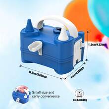 220V 400W 电动气球充气泵，带双出气口，便携式气球充气泵，适用于圣诞节、情人节、生日派对装饰、婚礼、特殊场合和派对（蓝色） - 查看 8