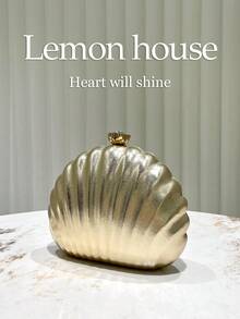 1 st guldfärgad snäckskalformad PU-kuvertväska, glansig kvällsplånbok, elegant glitterpartyväska, brudväska, lämplig för fest, bröllop, klubb och cocktailevenemang - Guld - Visa 4