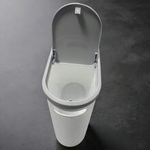 Trash Can,Bathroom Orginazor          2.64 Gallon Low Profile Trash Can With Lid - Stylish Space Saving Trash Can For Kitchen, Bathroom, Bedroom - Easy-To-Use Design, Odor Resistant, Durable Plastic, Polished Surface, Bathroom Trash Can And Liner,Trash Can,Bathroom Accesssories,Trash Can,Bathroom Accesssories,Kitchen Essentials,Bathroom Essentials,Garbage Can,Storage,Kitchen Trash Can - 白色 - 查看 6