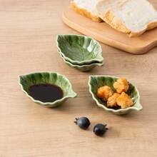 4/6个1.35盎司叶形陶瓷蘸酱碗，绿色叶子小碟，酱油碟，厨房装饰，迷你开胃菜碟，适用于盛放酱油、寿司、调味品和小吃 - 彩色 - 查看 10