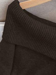 1 Áo len trơn hở vai, áo chui đầu dài tay thanh lịch, quyến rũ dành cho nữ - màu nâu - Xem 6