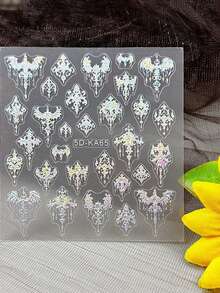 3 pièces d'autocollants d'art pour ongles avec estampage à chaud de totems d'étoiles et de lune - motifs rétro mystérieux d'étoiles, de lune, de serpent, de feuille, de cœur, d'œil de démon, de motif de luxe rétro. Convient pour un usage quotidien, mariage, fête, vacances. Autocollants d'ongles jetables, style de luxe simple et léger, faciles à coller. Décoration de salon de manucure. - Multicolore - Voir 3