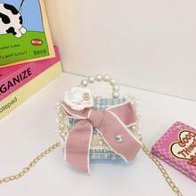 Princess Style Chain Bag Pearl Accessories Cute Children's Handbag Bow Unique Girl's Shoulder Bag - Butterfly Blue - View 12