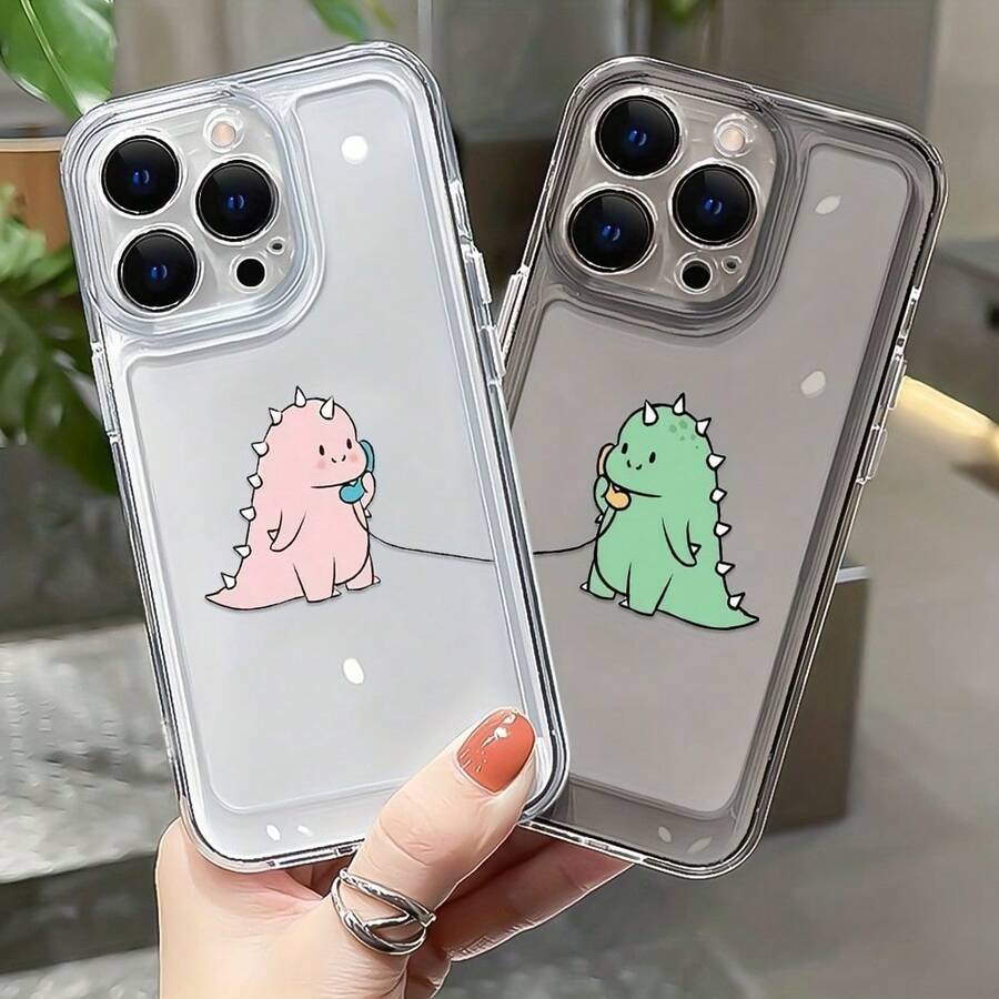 Funda de teléfono transparente de alta calidad con lente negra y diseño de dinosaurio de dibujos animados rosa y verde, elegante y asequible, funda de protección creativa personalizada, a prueba de golpes y anti-caídas, resistente a las manchas y duradera, adecuada para 17/17 Pro/17 Pro Max/17 Air/ 16/16 Pro/16 Pro Max/16 Plus/ 15/15 Pro Max/15 Pro/15 Plus/ 14/14 Pro/14 Plus/14 Pro Max/ 13/13 Pro/13 Pro Max/12/12 Pro/12 Pro Max/11/11 Pro/11 Pro Max/XR/X/XS/XS Max. Es el regalo de cumpleaños perfecto para novias, novios, esposos, esposas, amigos o para uno mismo, innovador y a la moda, adecuado tanto para hombres como para mujeres. - Dinosaurio rosa 1870 - Ver 1