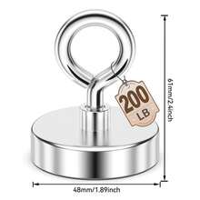 1 nam châm dụng cụ câu cá siêu mạnh, nam châm tròn chịu lực cao, nam châm neodymium cỡ lớn dùng để gỡ thẻ, lực hút mạnh, công suất cao, thích hợp cho việc thu hồi đồ vật ở hồ, sông, bãi biển và sân vườn. - Bạc - Xem 11