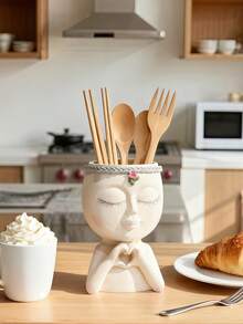 Supporto da cucina adorabile per utensili - Portaposate in ceramica artistica per cucchiai, forchette e bacchette, accessorio per la casa alla moda e pratico, decorazione per spazi di ristorazione moderni, che combina il fascino divertente con la funzione di stoccaggio pratica, perfetto per decorazione della stanza, decorazione della casa, decorazione per compleanni, cucina, matrimonio, camera da letto, soggiorno, regali e decorazione per feste - Multicolore - Visualizzare 3