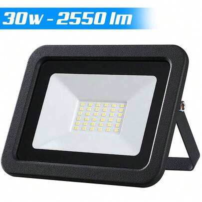 Bakaji 30W Outdoor LED Floodlight Cold White Light 6500K Ultra-Bright 2550LM Slim Garden Spotlight Lamp Protection Lighting  Spotlights Low Consumption Waterproof IP65 (30) [Energy Efficiency Class G]