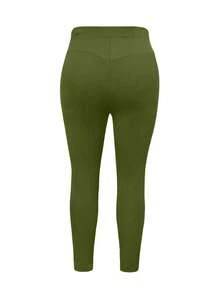 Quần dài nữ cỡ lớn CURVE+ mềm mại và co giãn, thích hợp cho mùa xuân, hè, thu, công sở, dáng ôm vừa vặn có túi, trang phục thể thao thời trang. - xanh quân đội - Xem 8