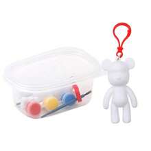 DIY Graffiti Fluid Bear Keychain, Bunny With Long Ears, Little Alien, DIY Creation Materials, Hand-Painted White Blank Graffiti Toy Set (Random Style) (Random Accessory Color) - Multicolor - View 7