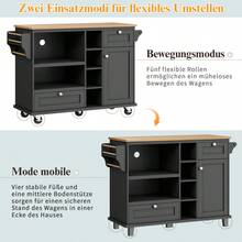 Dining Cart (129 X X 92), Modern And Simple Black, Kitchen Dining Cart With Drawers And Storage Cabinets, Light Brown Wood Countertop (Previous Sku: N620P19312829S) - Black + MDF - View 2