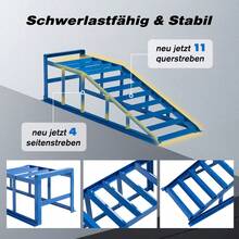 Blue Hydraulic Lift Platform 2000kg, Heavy Duty Lift Platform For Car Maintenance And Oil Change, Flat 23° Entry Angle, 27.5cm Adjustable Height, Professional Car Repair Ramp