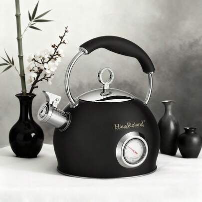 Haus Roland Ấm đun nước bằng thép không gỉ 3 lít, tương thích với bếp ga, bếp lửa và bếp từ, cấu tạo bền chắc, thiết kế trang nhã, đồ dùng nhà bếp hiện đại, dễ vệ sinh.