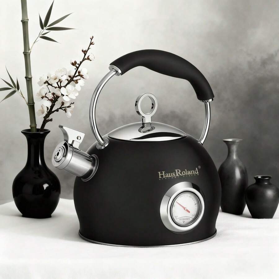 Haus Roland Ấm đun nước bằng thép không gỉ 3 lít, tương thích với bếp ga, bếp lửa và bếp từ, cấu tạo bền chắc, thiết kế trang nhã, đồ dùng nhà bếp hiện đại, dễ vệ sinh. - Be - Xem 1