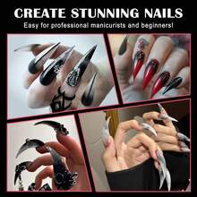 Halloween Cat Claw Medium Curved Stiletto Nail Dual Forms For Poly Gel Extension, Cat Claw Nail Tips Full Cover Eagle Claw Press On Nails For Nail Art Design Salon DIY(2 ,280Pcs,14 Sizes) - 中等的 - 查看 7