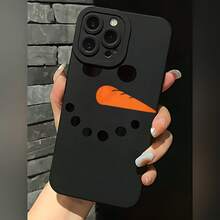 2026 nueva funda de teléfono mate, funda de teléfono diseño de cara de zanahoria y muñeco de nieve para  17 14 Pro Max  17 13  17 12  Galaxy S23 S22 S21 protector de teléfono funda de pareja regalo para novio novia regalo de vacaciones - Negro - Ver 2