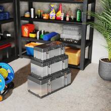 HOMCOM Tool Box, 3-Piece Set, Empty Tool Box With Tray, Handles, Locks, Stainless Steel Tool Box, Black+Silver - 1 - View 7