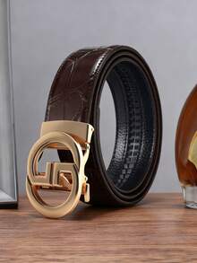 1 Piece Men's Alloy Automatic Buckle Belt. This Carefully Selected Men's Belt Embodies Light Luxury, Fashion, Stylishness And High-End Business Charm. It Measures 47 Inches In Length, Is Durable, And The Belt Strap Features A Bamboo Joint Pattern. Suitable For Daily Outings And Business Office Occasions-It Is An Ideal Gift For Family Members, Boyfriends Or Friends On Christmas. - Multicolor - View 4