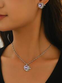 4pcs/Set Minimalist Metal Boho Twisted Knot, Rose Flower Pendant Necklace And Stud Earrings Jewelry Set For Women, Party/Date Accessories Gift Valentines,Mom,Mother,Mother's Day,Gift