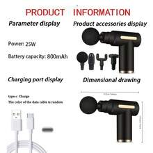 Relaksator mięśni o dużej mocy - akumulatorowy pistolet do masażu głębokich tkanek z 4 głowicami do pełnego rozluźnienia ciała, najlepsze narzędzie do regeneracji mięśni, plastikowa klasa rodzinna, ładowana przez USB