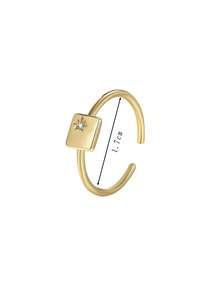 Charm-In 1 pieza Anillo ajustable de oro de 18 quilates chapado en latón con forma de corazón, geométrico y de cachorro con circonita cúbica, regalo para el Día de San Valentín, Día de la Madre - Dorado - Ver 5