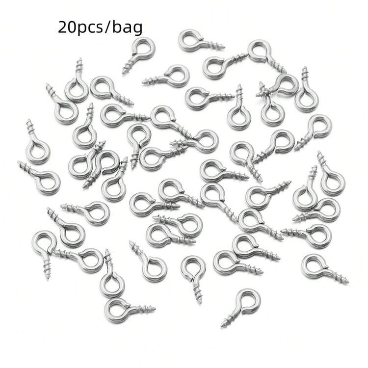 20pcs Stainless Steel Sheep Eye Screw Pins, Multi-Size 9-Shape Screw Nail Pendant Necklace Keychain Connector, DIY Jewelry Making Accessories - Sheep Eye Screws - View 12