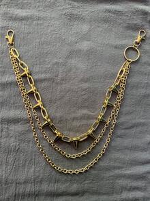 1 Peça Cinto Minimalista Multicamadas, Rebite Dourado com Acessório de Cintura em Corrente de Ferro, Adequado para Homens e Mulheres, Uso Diário, Festa e Encontros, Joia de Presente - Multicolorido - Visão 3