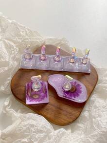 亚克力极光彩虹色矩形钻石形状美甲展示架，树脂水晶珠水钻复古韩国花朵激光 DIY 家居和户外女士母亲姐妹妻子女友婚礼美甲沙龙美容情人节使用