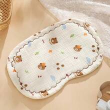 新生儿小熊棉纱云朵枕，透气吸水夏季婴儿平枕垫，防吐奶枕，适合婴幼儿