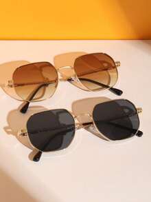 2副铜质几何全框装饰个性时尚眼镜，女士适用，适合日常生活、户外休闲活动、驾驶、露营、办公着装、家庭出游，适合所有脸型，是夏季海滩度假、户外活动和旅行的理想之选。