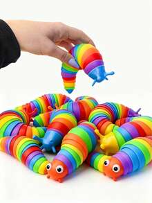 1/4pcs Random Color Fuzzy Caterpillar Sensory Toys, Fidget Slug Toys, Suitable For Party, Children & Adults, Cute Sensory Toys For Autism, Stress Relief Toys | Easter Stuffer Gifts - Multicolor - View 2