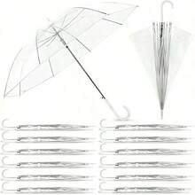 2pcs Boxed Long Handle 8‑Bone Double Thick PVC Transparent Umbrella Straight Pole, Last‑Minute Wedding Supplies, Suitable For Outdoor Events And Daily Rain, Great For Rainy Weddings And Photo Props - Multicolor - View 13